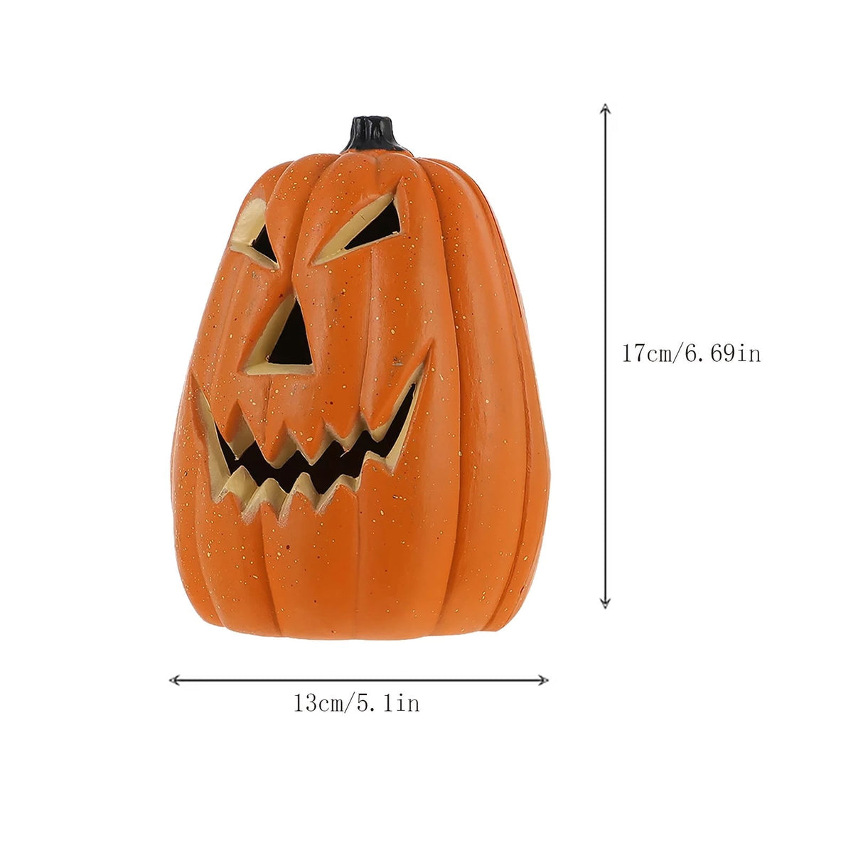 QYROS Spooky LED Light-Up Halloween Pumpkin Decoration with Glitter Finish for Indoor and Outdoor Use, 12-Inch