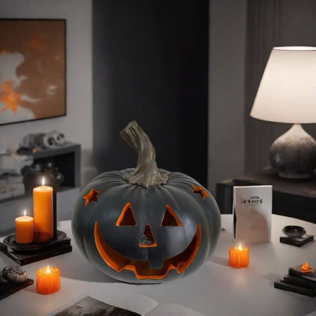 Aximioll Halloween Scary Pumpkin Lights — Grey Tone with Eerie Glow, Halloween Decorations for Front Yard Pathways, Trick or Treat Routes & Outdoor Haunted Displays for creepy outdoor setups