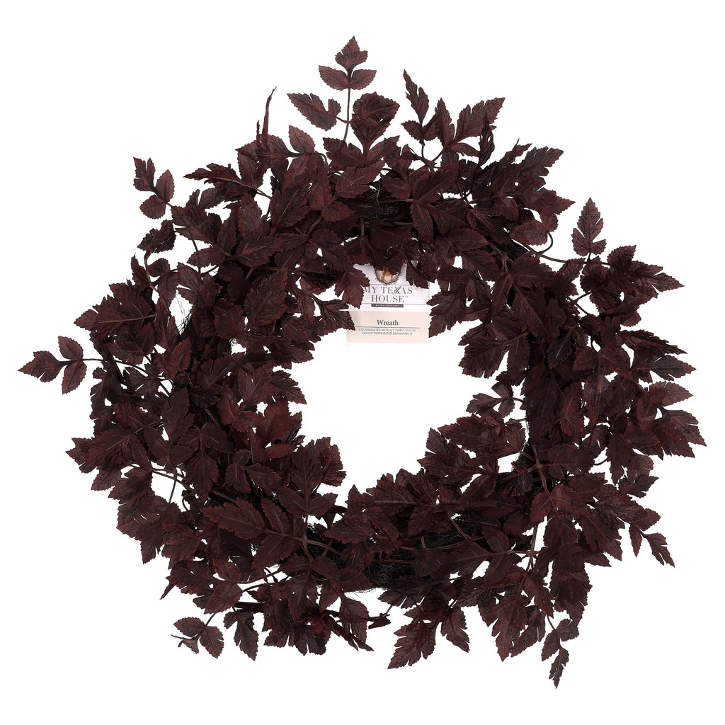 My Texas House Halloween Layered Foliage Wreath, Plum, 24"