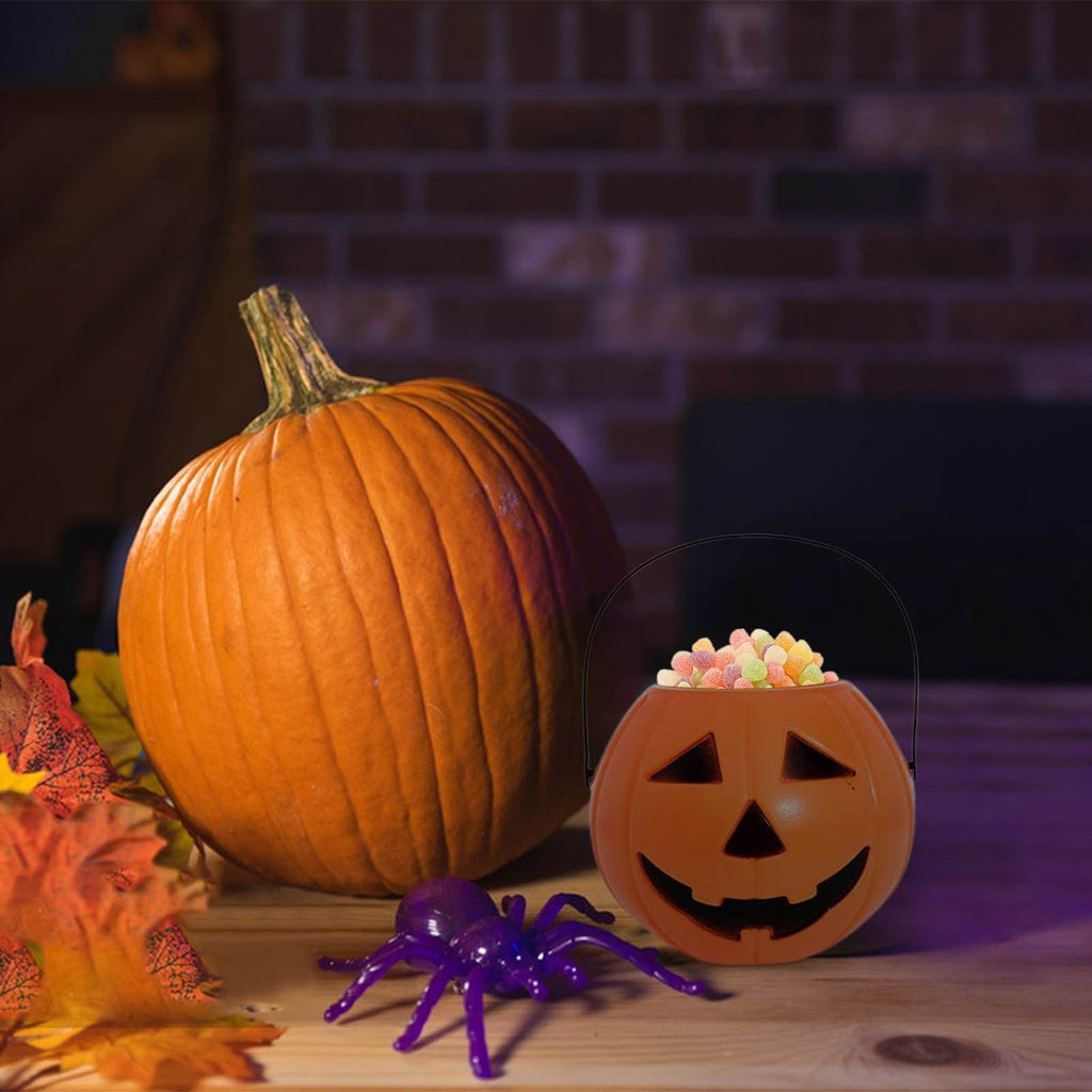 Konghyp Pumpkin Candy Bucket, Halloween Pumpkin Pail, Portable Candy Container, Cute Halloween Decoration, Reusable Trick or Treat Accessory, Festive Party Prop