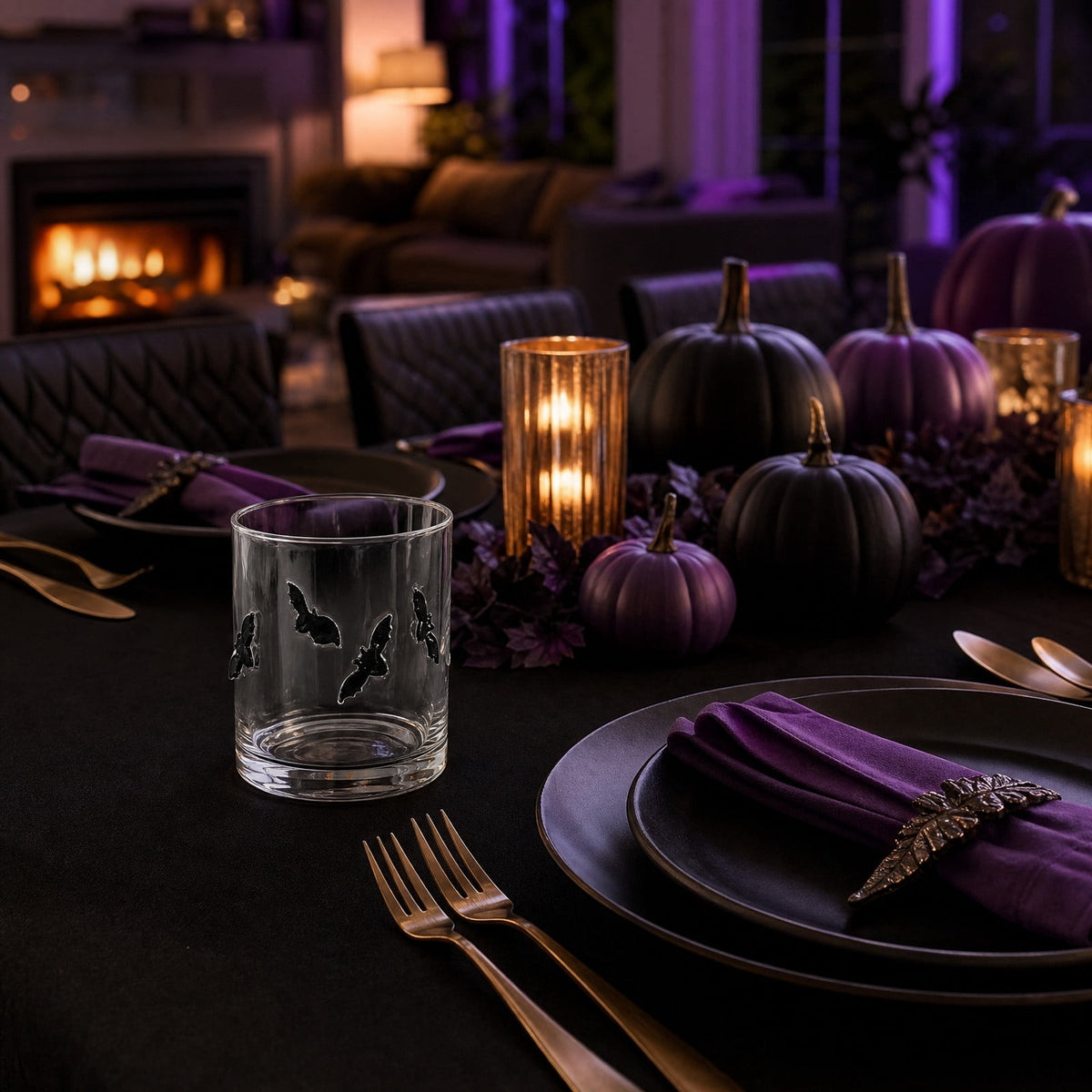Qocolcyl Halloween Icon Glass Cups- 350ml Pumpkin Black Cat Bat Ghost Stemless Wine Glasses Old Fashioned Icon Hand Blown Drinking Cups for Party Supplies&Gift