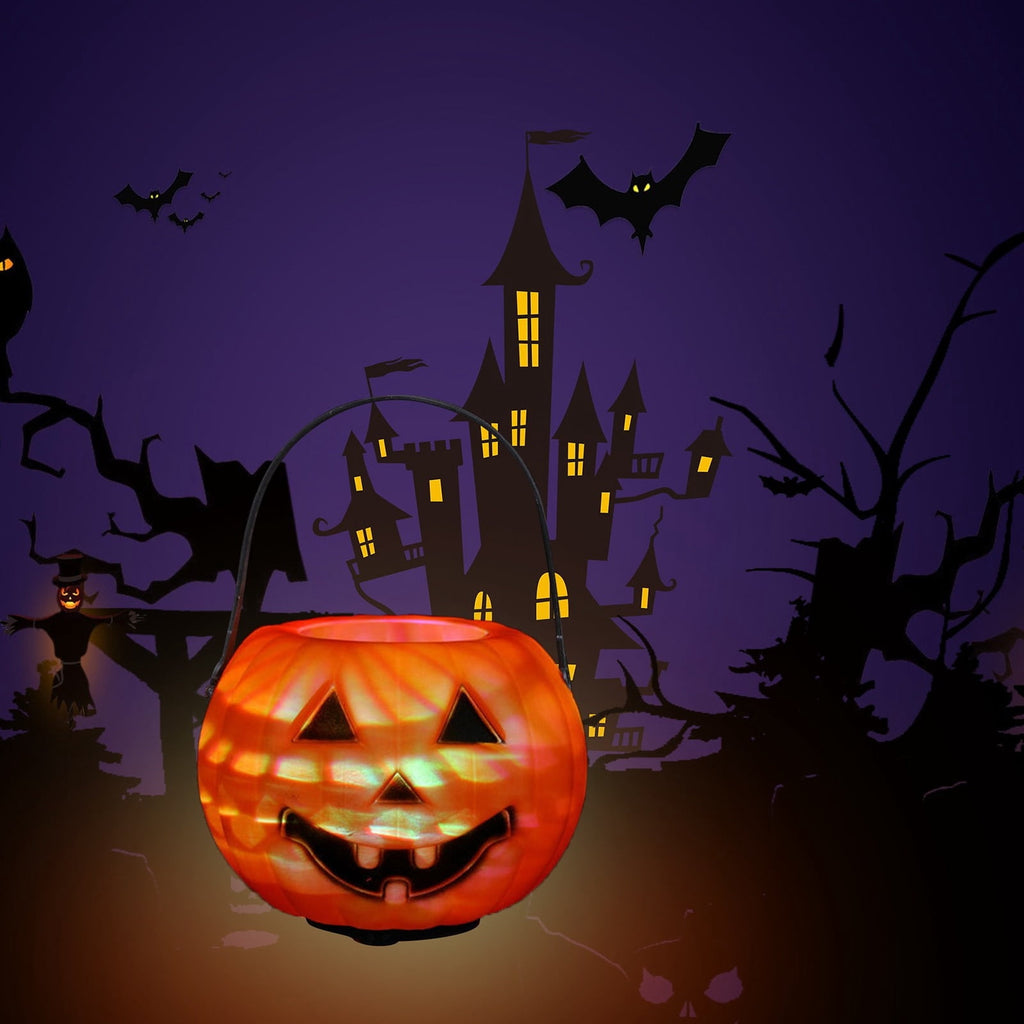 Kyusrd Trick or Treat Halloween Lantern Pumpkin Decoration Lighted Table Centerpieces Ornaments Spooky Pumpkin Prop Decor Decorative Wedding Candy Bowl Organizer Canisters