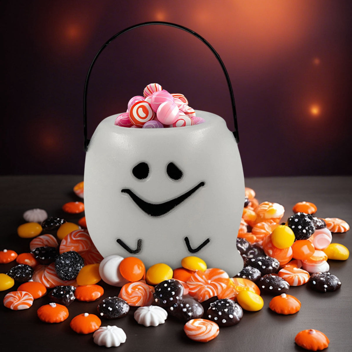 Kyusrd Trick or Treat Halloween Lantern Pumpkin Decoration Lighted Table Centerpieces Ornaments Spooky Pumpkin Prop Decor Decorative Wedding Candy Bowl Organizer Canisters