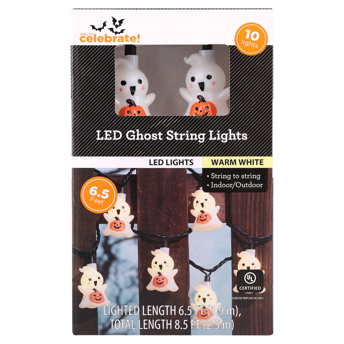 Indoor/Outdoor 10-Count LED Pumpkin String Lights, Warm White, 6.5', Halloween by Way To Celebrate