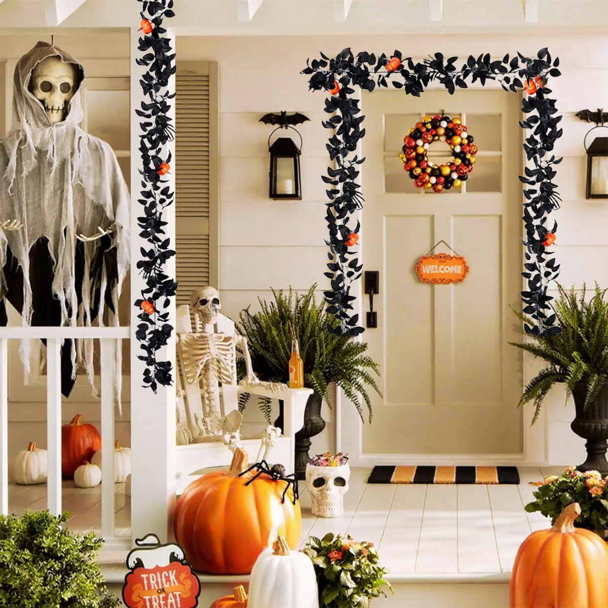 XGFHYJEH Halloween Decor, Halloween Decorations, Halloween Decorations Indoor, Halloween Decor Indoor, Halloween Garland Halloween Pumpkin Rattan Maple Leaf Rattan