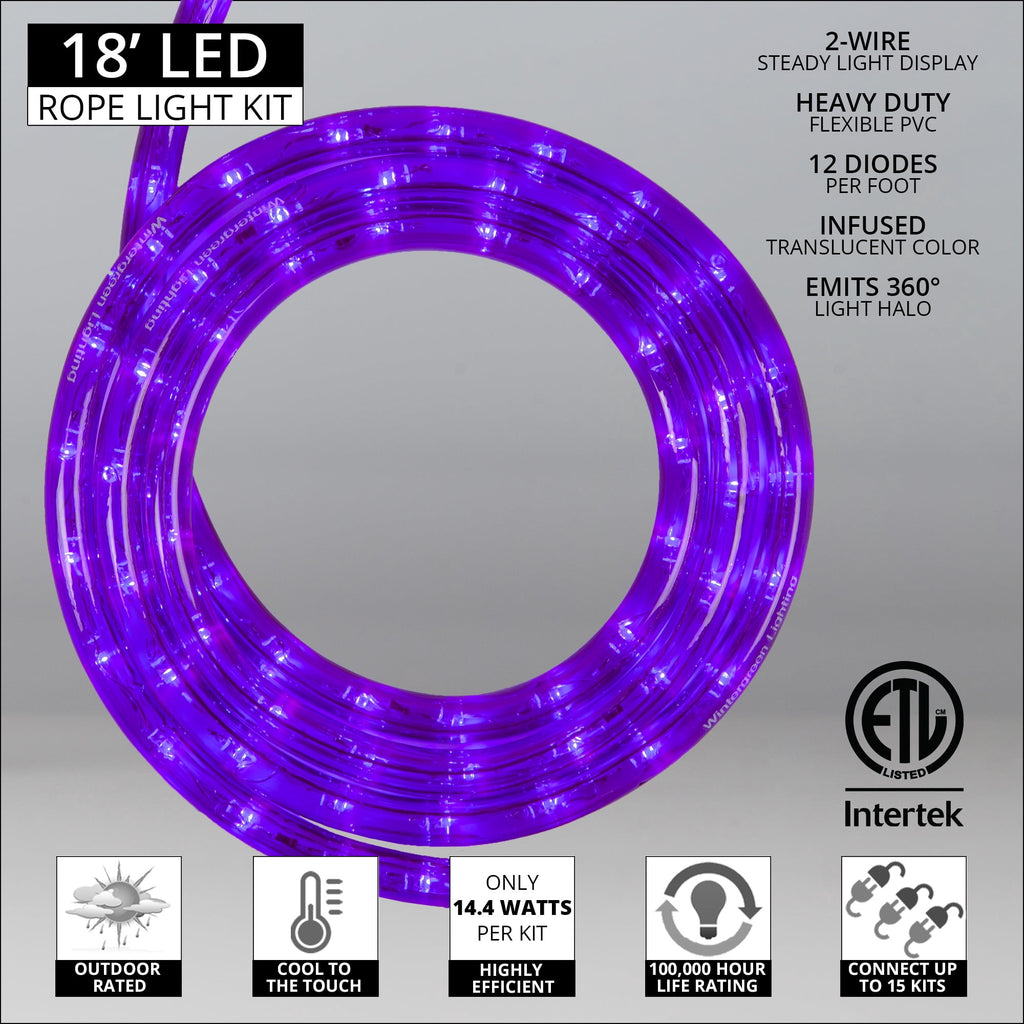 18 ft. LED Warm White Rope Light Kit, 216 Lights, Connectable Ready-to-Install Christmas Decorative Party Lighting, Mounting Clips Included