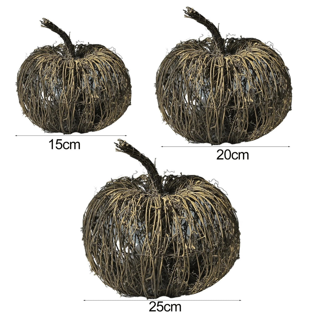 Handwoven Pumpkin Lantern, Rustic Vintage Halloween Decor, 28cm Woven Pumpkin Lantern Without LED Candle Light, Pumpkin Ornament for Mantel Doorstep Halloween Party Decorations