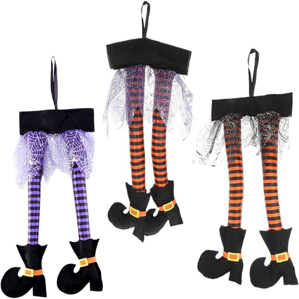 Fnochy Halloween Witch'S Legs For Wreath Plush Stuffed Witch Legs With Shoes Sticking Out Of Window Door Car Auto Trunk Outdoor Wicked Novelty Hanging Witch Legs Car Trunk Yard Decorations Clearance