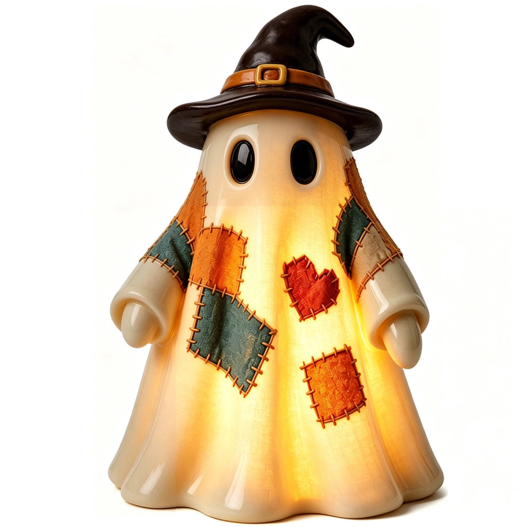 SCNOR Friendly Ghost Statue with Pumpkin Candy Bowl, 11.8 Inch Halloween Decoration for Outdoor Porch, Yard, Patio & Indoor