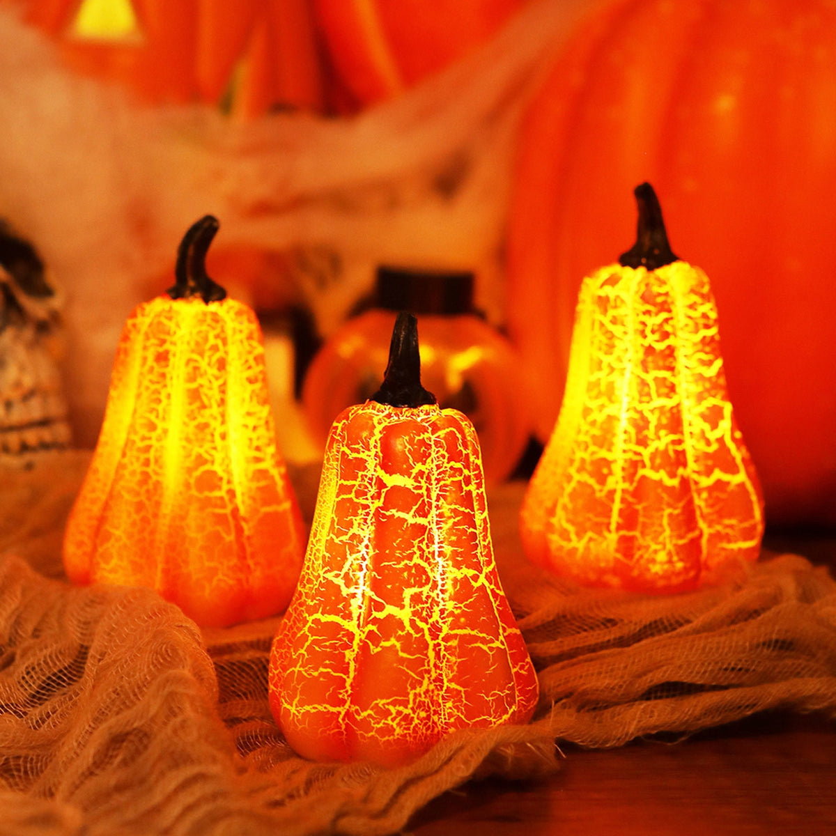 Taicans Glass LED Pumpkins Light with Timer for Halloween Pumpkin Decorations Fall and Thanksgiving Decor