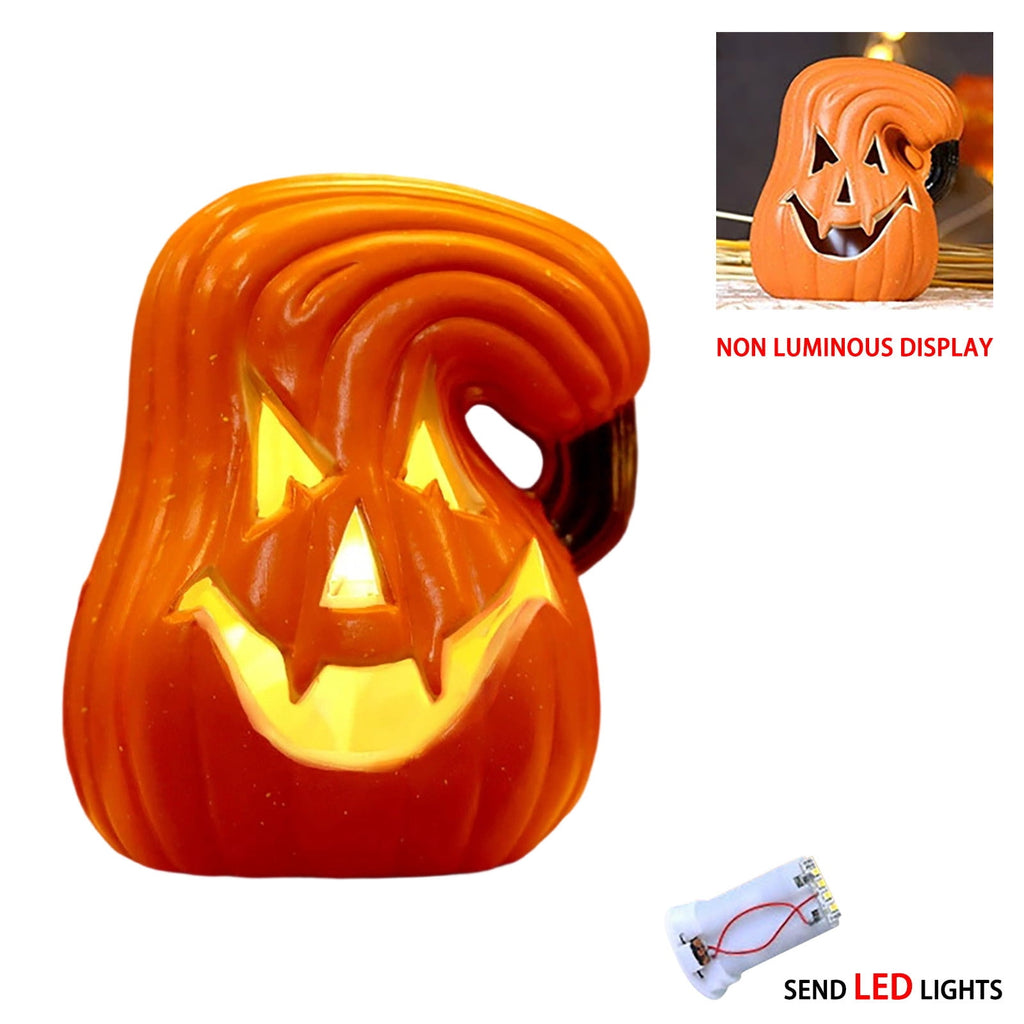 Halloween Lighted Pumpkin Decoration, Glowing Jack o Lanterns, Large LED Pumpkin Lamp with Warm Glow, Outdoor Yard Porch Halloween Decor, Holiday Display Ornament for Home Party
