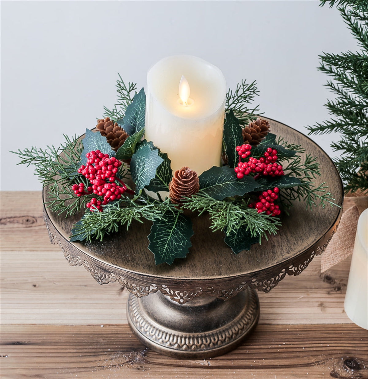 TETOU 2Pcs Halloween Candle Rings Wreath for Pillar Candle Holder, Maple Leaf Black Rose Small Wreaths for Fall Thanksgiving Home Table Centerpieces, Cabinet Decorations - Black