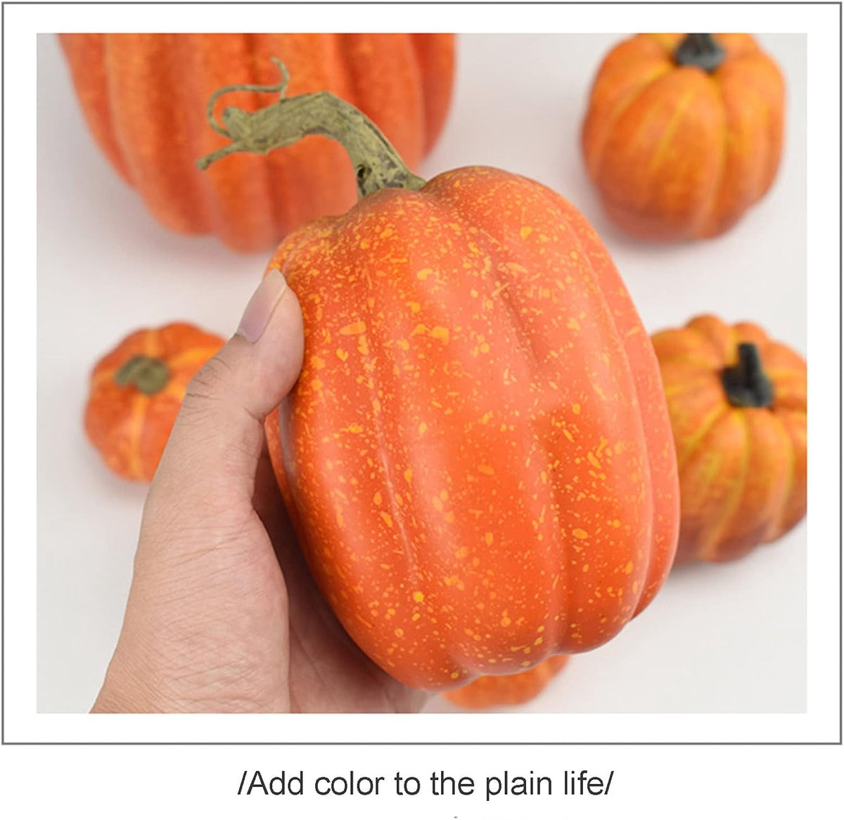 7Pcs Artificial Pumpkins Fall Decoration Assorted Faux Pumpkin Cute Foam Pumpkins for Home Outside Halloween Decorating