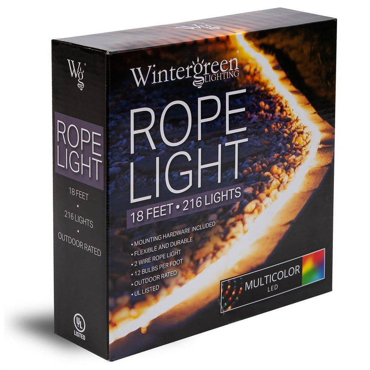 18 ft. LED Warm White Rope Light Kit, 216 Lights, Connectable Ready-to-Install Christmas Decorative Party Lighting, Mounting Clips Included