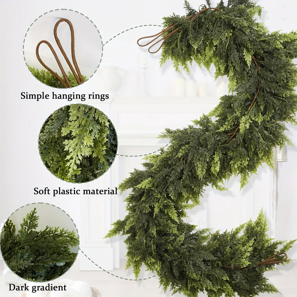 Spring Artificial Flowers Garland, 70 inch Fake Eucalyptus Vine Cherrys Blossoms Hanging Garland Rattan for Mantle Fireplace Wedding Indoor Outdoor Home Decor