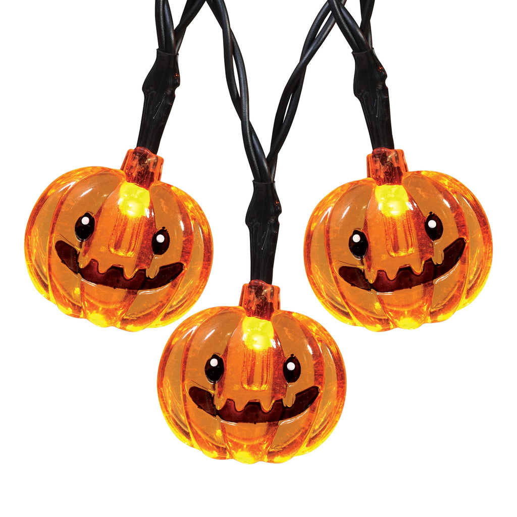Indoor 10-Count Battery-Operated LED Pumpkin String Lights, Orange, 3', Halloween by Way To Celebrate