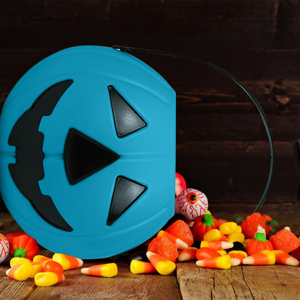 Kumdkd Halloween Pumpkin Bucket for Kids - Plastic Trick or Treat Candy Pail with Handle, Party Decor
