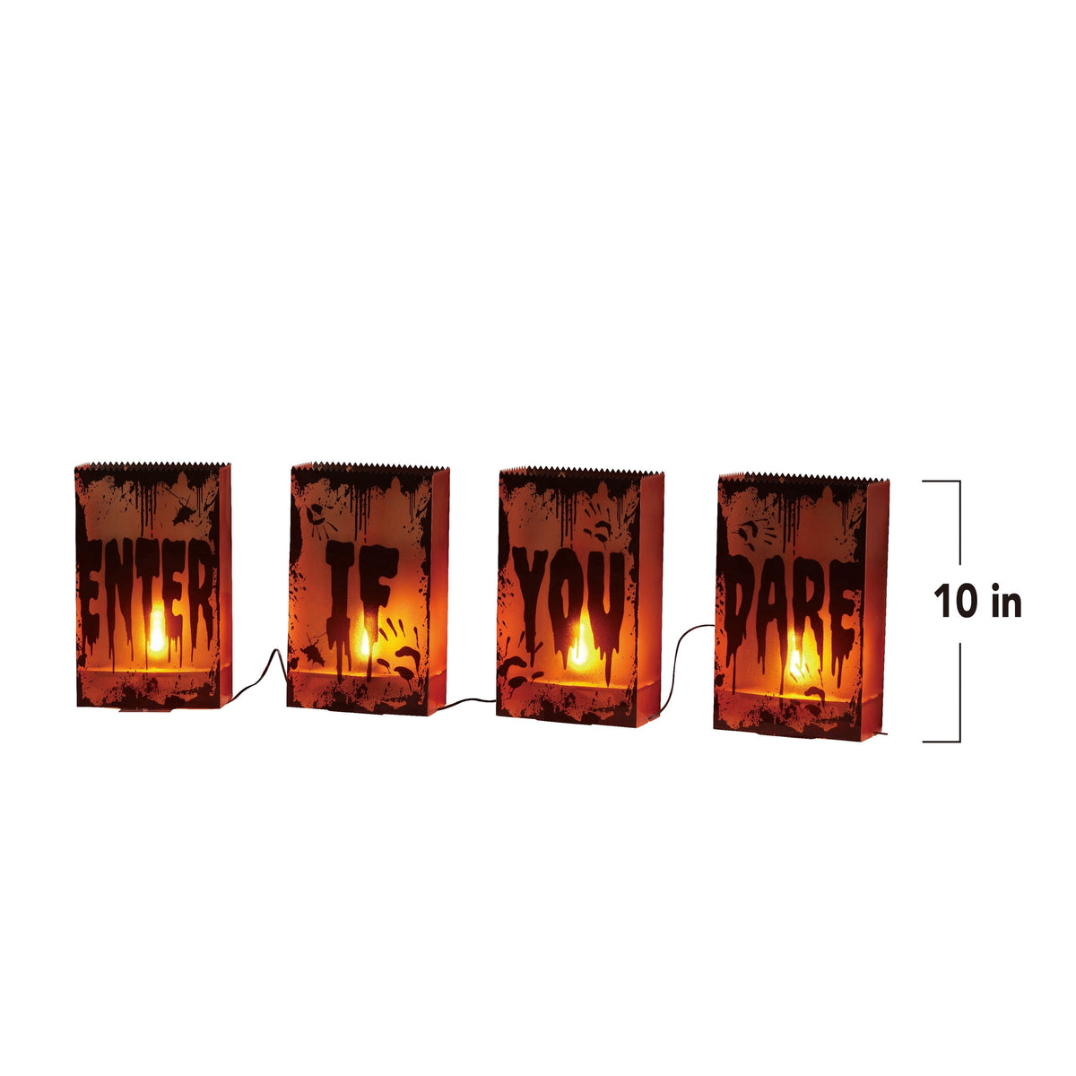 Indoor/Outdoor LED Enter if You Dare Flickering Luminary Lights, Orange, 4.5', Halloween by Way To Celebrate