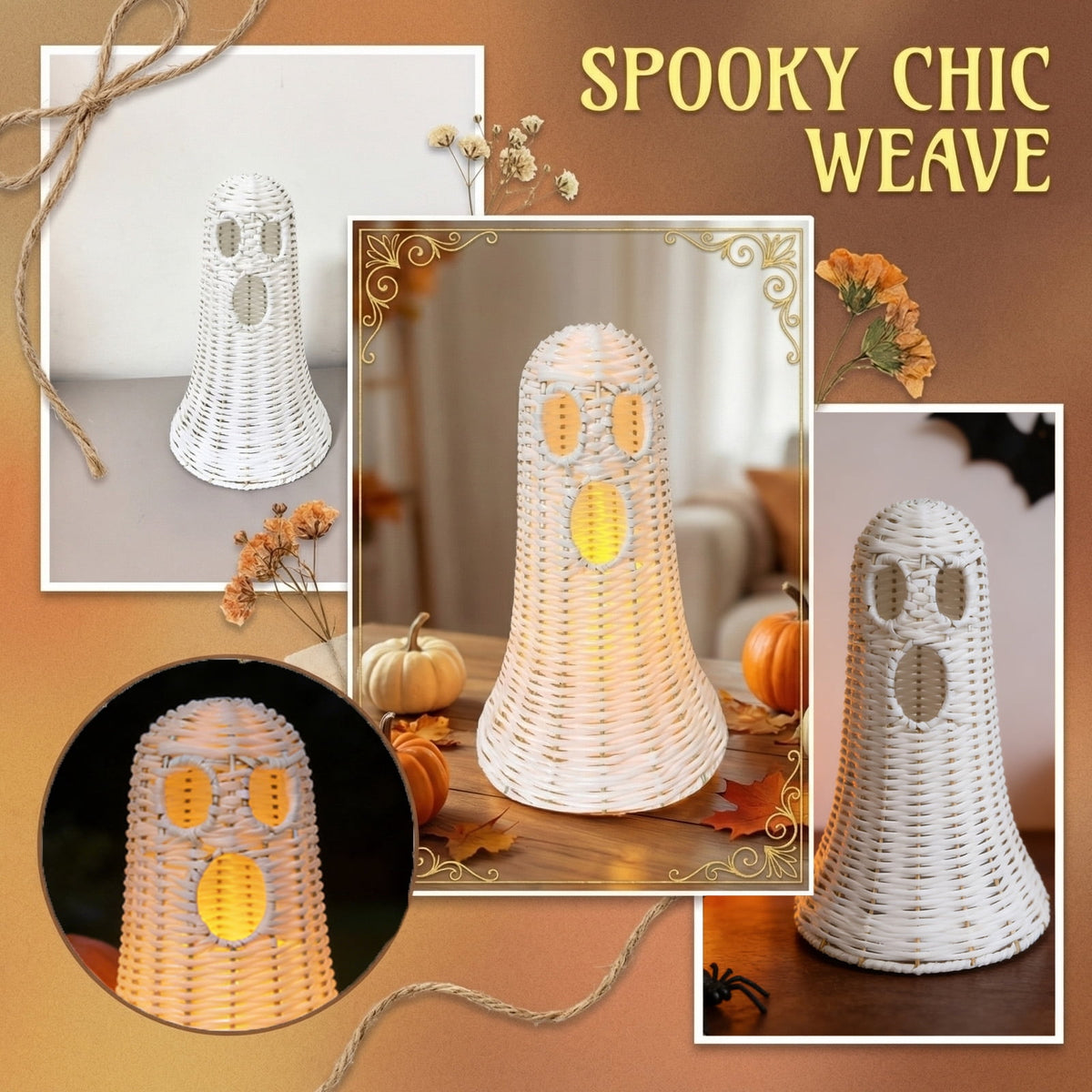 Handwoven Pumpkin Lantern, Rustic Vintage Halloween Decor, 28cm Woven Pumpkin Lantern Without LED Candle Light, Pumpkin Ornament for Mantel Doorstep Halloween Party Decorations
