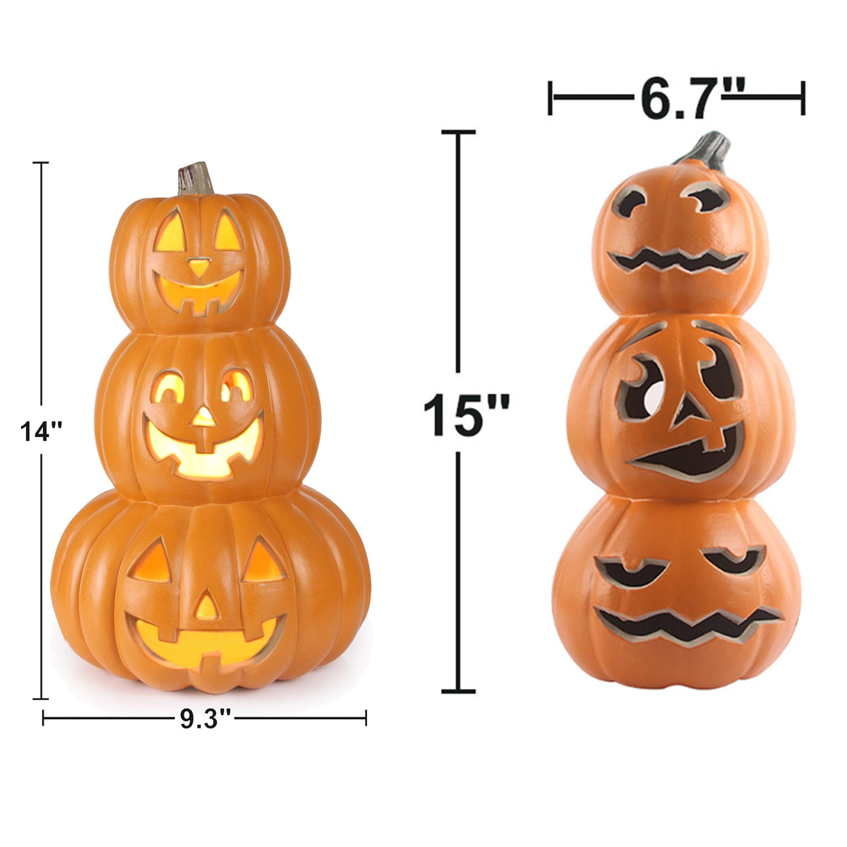 Gamexcel 14in Halloween Pumpkin Jack O Lantern With LED Bulb Indoor/Outdoor Pumpkin Party Decoration