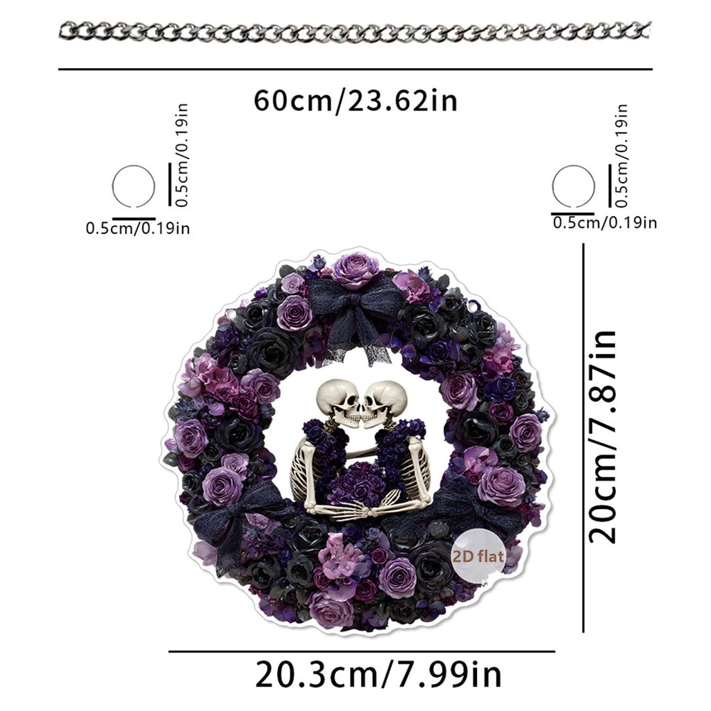 Halloween Fall 2D Pendant,2026 Front Door Pumpkin Skull Wreath,Maple Leaves Decorations Outdoor Indoor for Table Centerpiece Thanksgiving,Colorful Acrylic Round Disk Hanging Ornament,Window