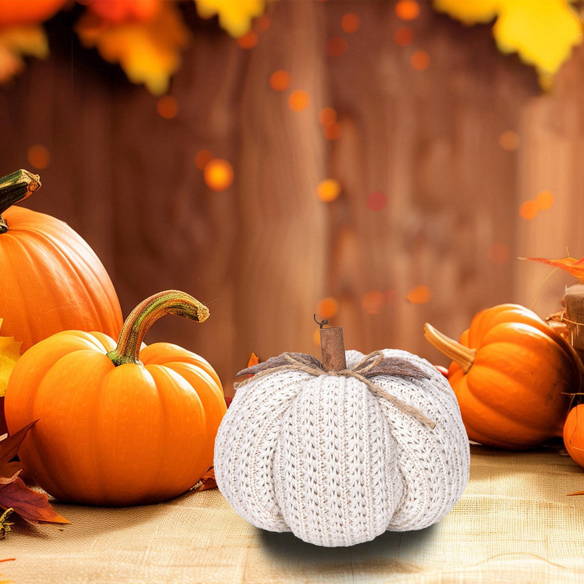 Taotanxi Fall Mini Crochet Pumpkins Seasonal Knit Decorative Pumpkins for Crafts Rustic Decor Farmhouse Decorative Fall Thanksgiving Centerpiece Table Decorations for Mantel Kitchen Gift
