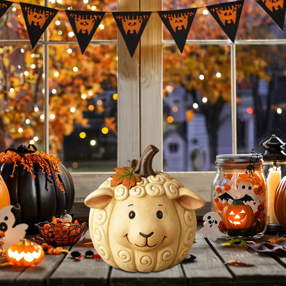 Farm Animal Pumpkin Figurines, Cute Funny Resin Cow Duck Sheep Pig Chicken Horse Statue, Autumn Fall Thanksgiving Halloween Table Centerpiece, Home Desktop Decor, 5-Inch