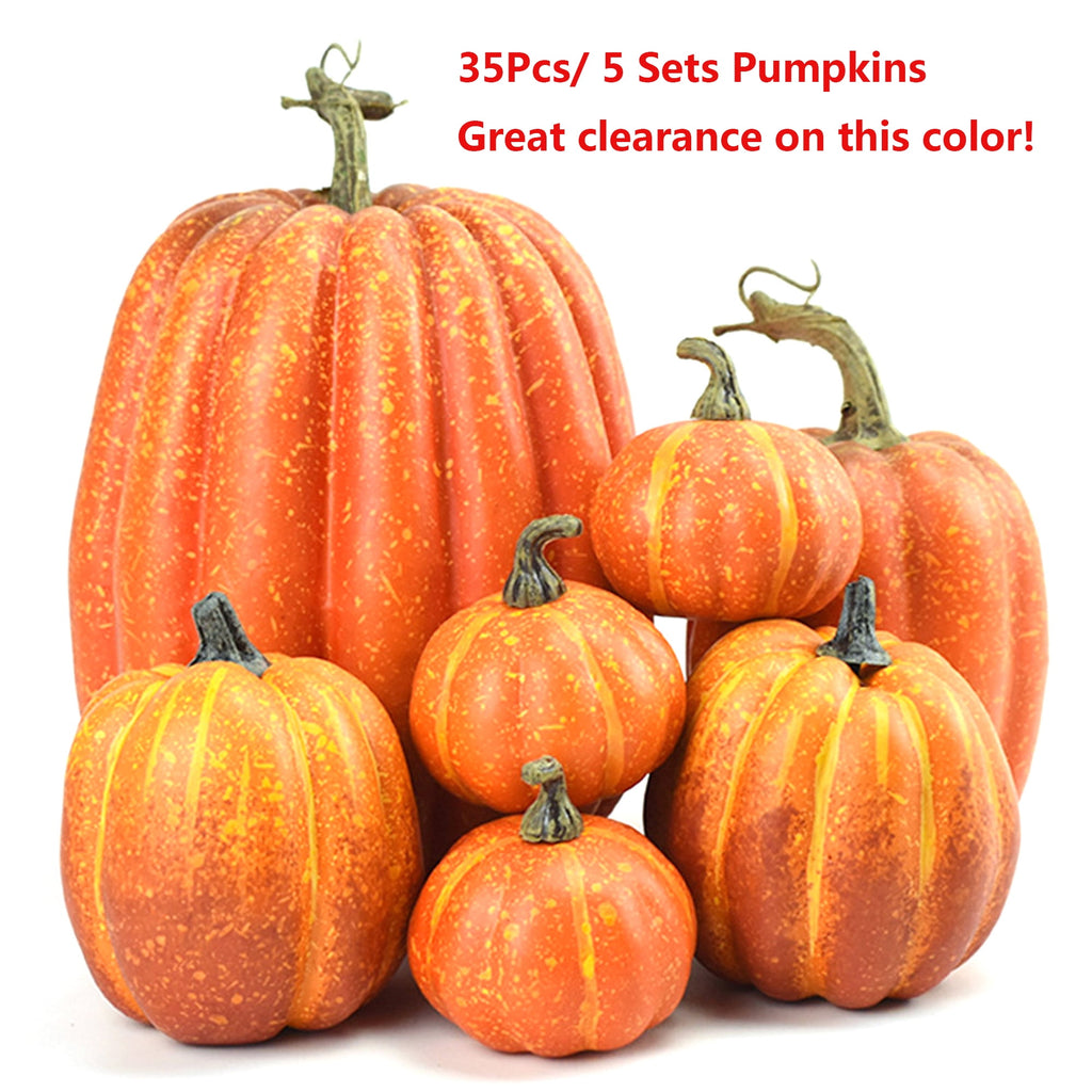 35Pcs/5Sets Pumpkins, Model Artificial Craft Fall Harvest Decoration, Holiday Home Party Decor Favors