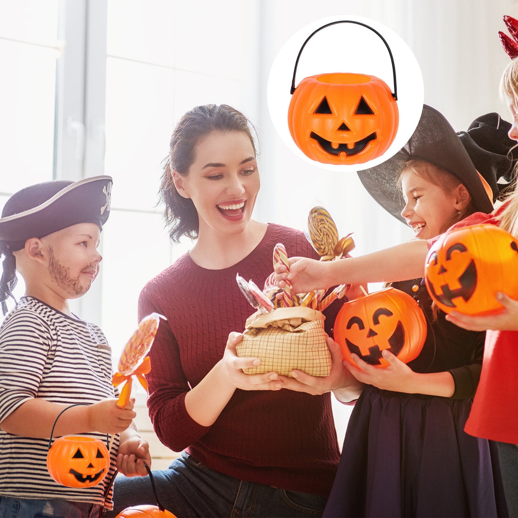 Pumpkin Candy Bucket 8pcs Plastic Pumpkin Candy Bucket Children Pumpkin Candy Pail Holder for Halloween Party Decoration Orange