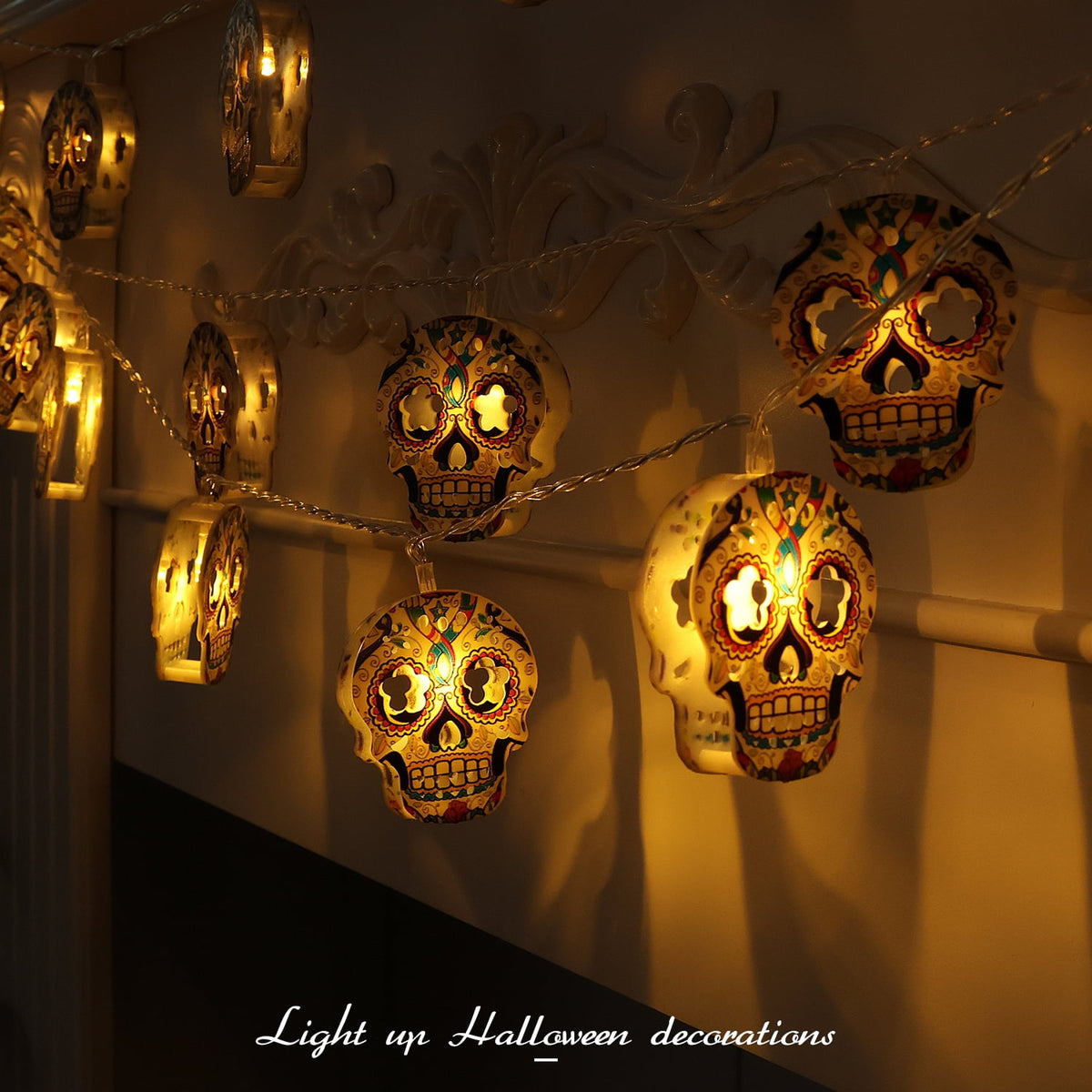 Ayieyill Halloween String Lights, 15ft 30 LED Skull Halloween Lights Halloween Decorations Indoor Outdoor