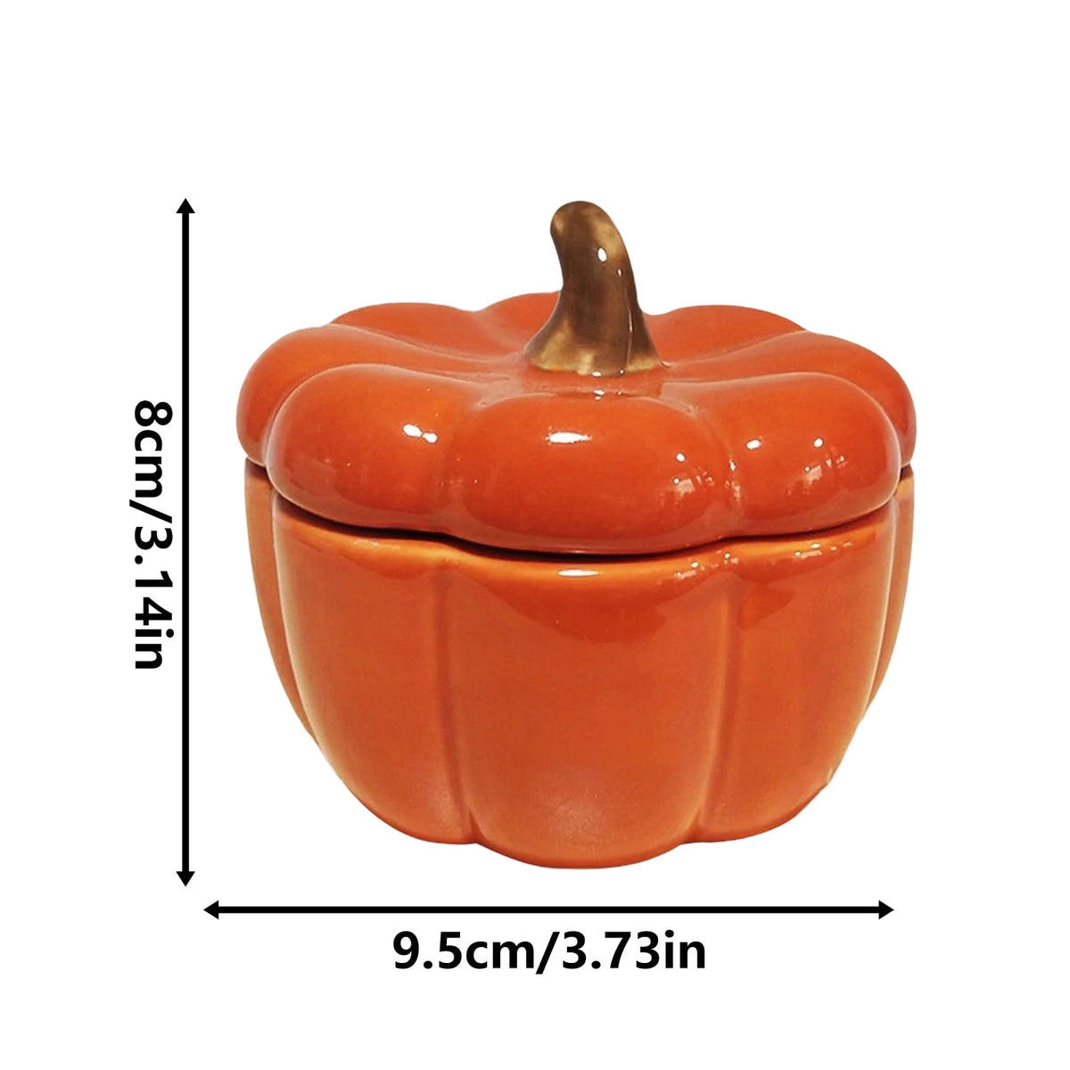 Halloween Pumpkin Ceramic Candle Bowl Decoration, Glazed Porcelain Pumpkin Shaped Tealight Holder for Tabletop Mantel Shelf Entryway Fall Accent Ornament for Cozy Home Styling and Warm Candle Glow