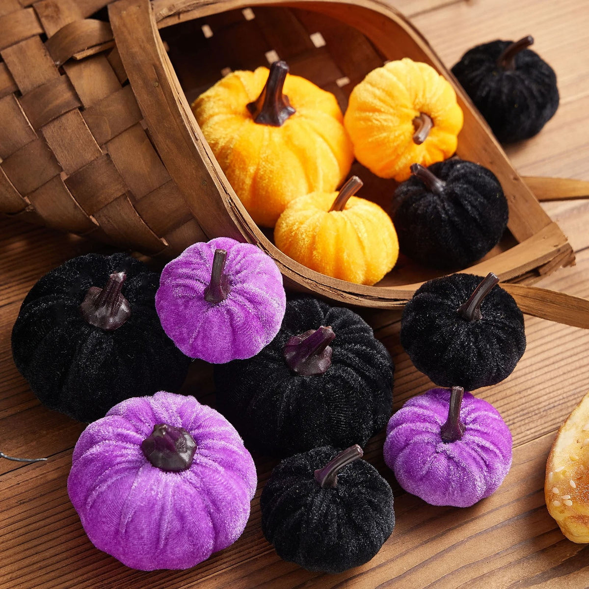 12 Pcs Small Velvet Pumpkins Artificial Pumpkins 2 Sizes for Fall Decor Wedding Thanksgiving Halloween Party Table Centerpiece Farmhouse Decoration, Blue