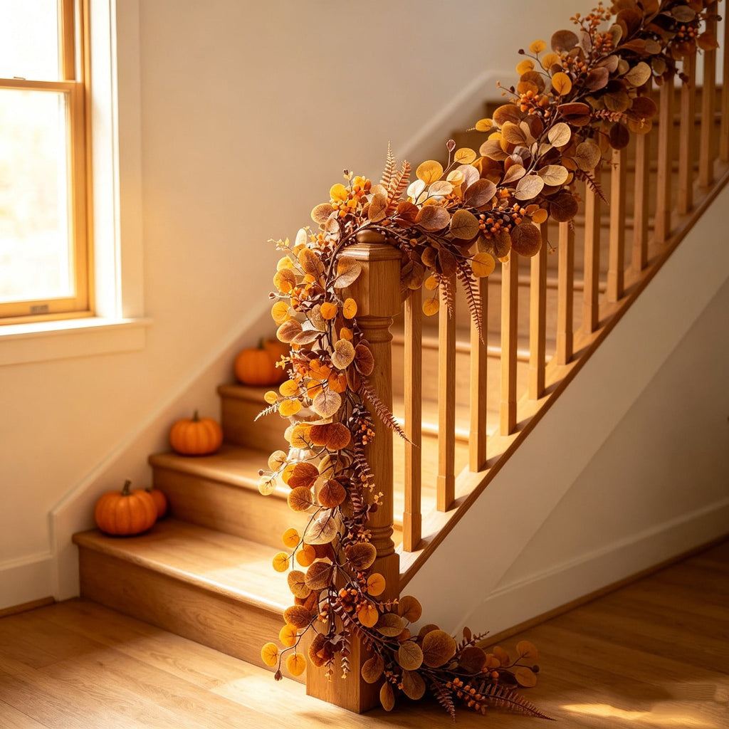 Fall Candle Ring,Artificial Maple Leaves Pumpkins Decorative Wreaths,Berry Wreath for Pillar Candle Holder,Candle Ring for Halloween Centerpieces and Farmhouse Table Decor,7.48 inch(Pink)