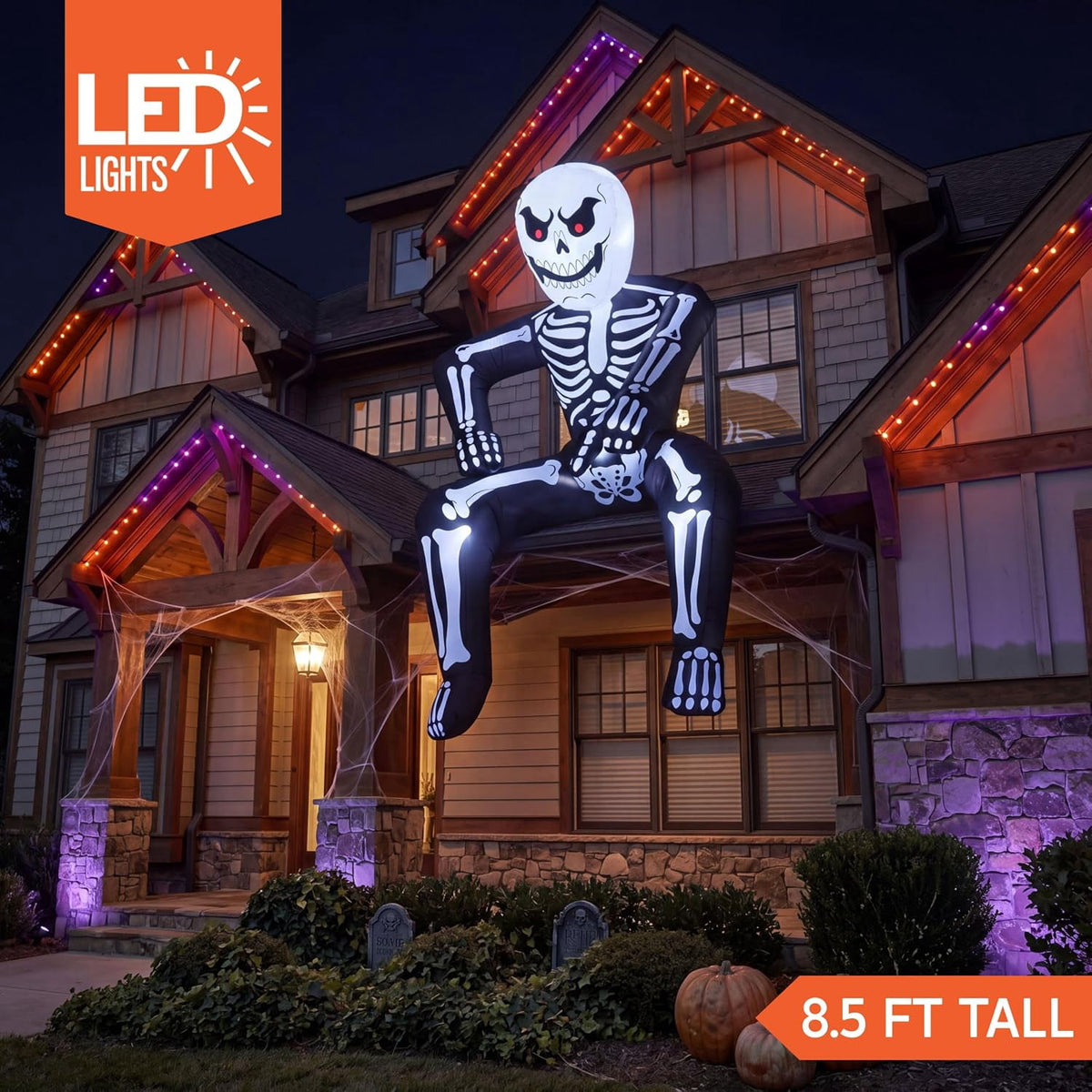 Joyfy 4 FT Halloween Inflatable Purple Octupos Head with Tentacles Broke Out from Window with Built-in LED Blow Up Inflatable for Window Decoration Yard Garden Lawn Decor