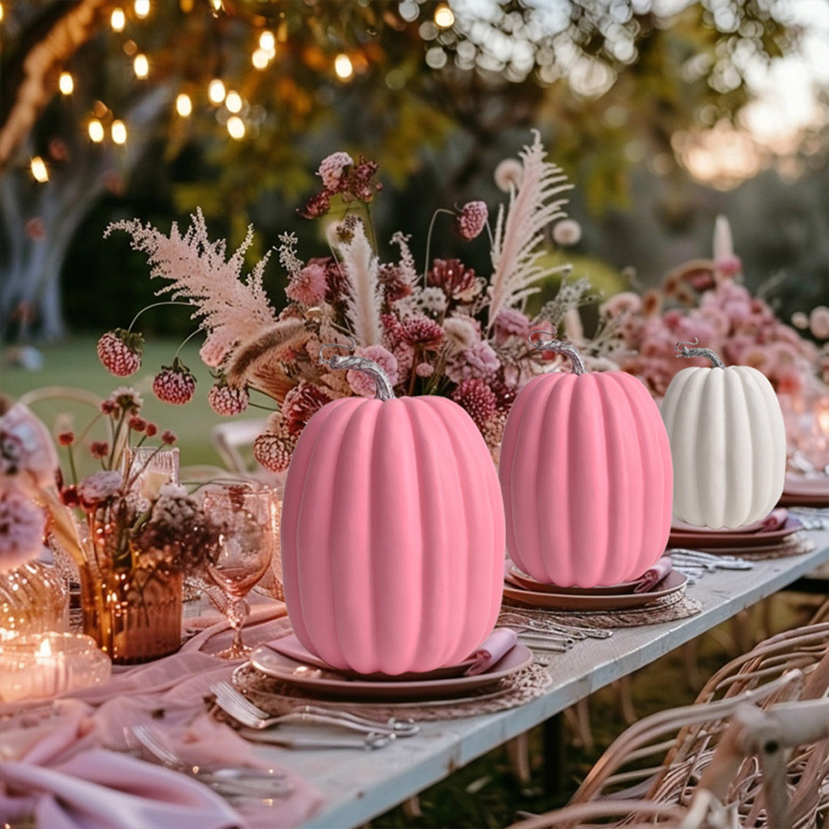 XHKUYI Large Artificial Pumpkins 10.24 inches, Realistic Decorative Pumpkins with Stems, Faux Pumpkins for Autumn Harvest Thanksgiving Home Kitchen Table Centerpieces Decor