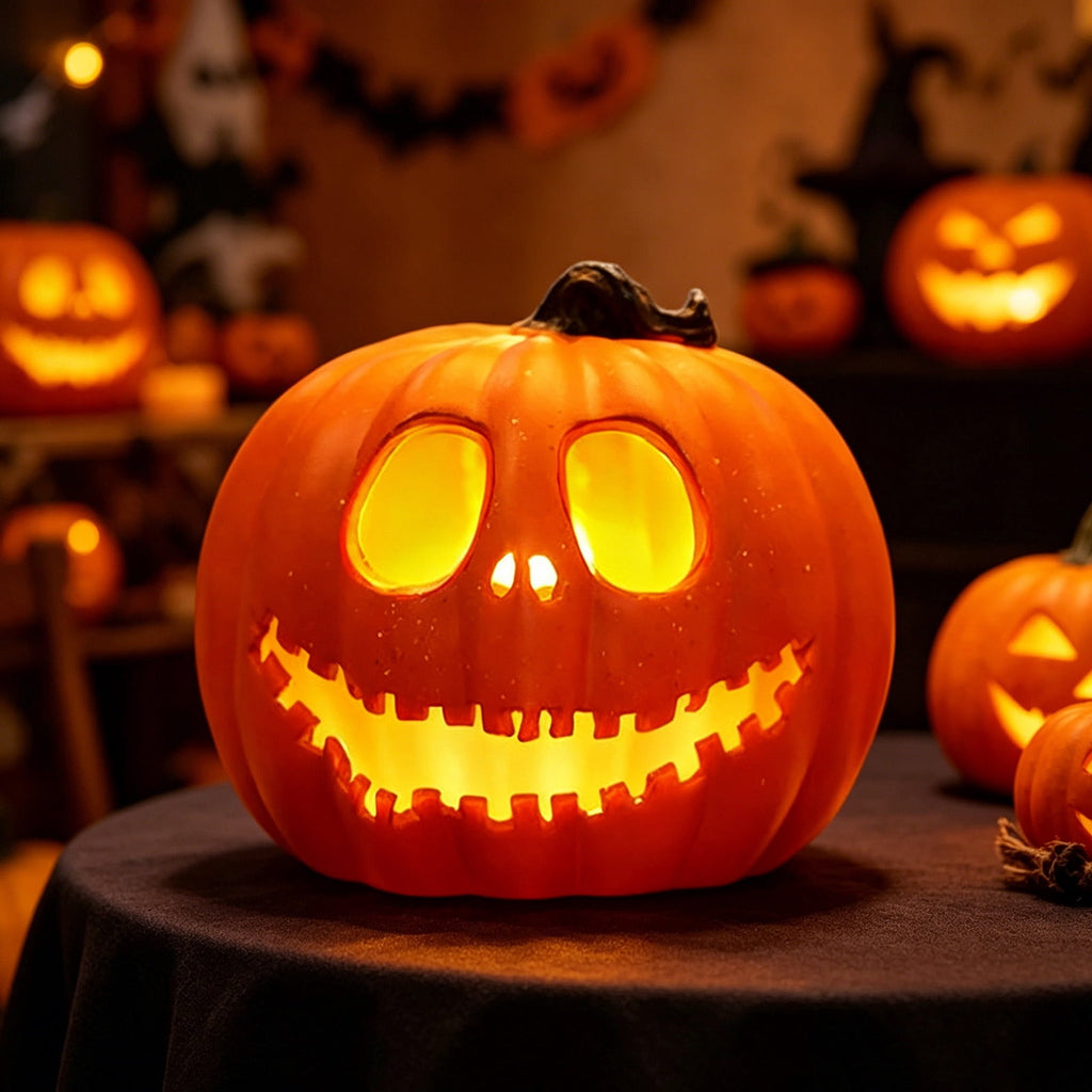 AuroraX Halloween Lighted Pumpkin Decoration Halloween Outdoor Pumpkin Decor Plastic Large Porch Waterproof Halloween Decorations for Yard Orange