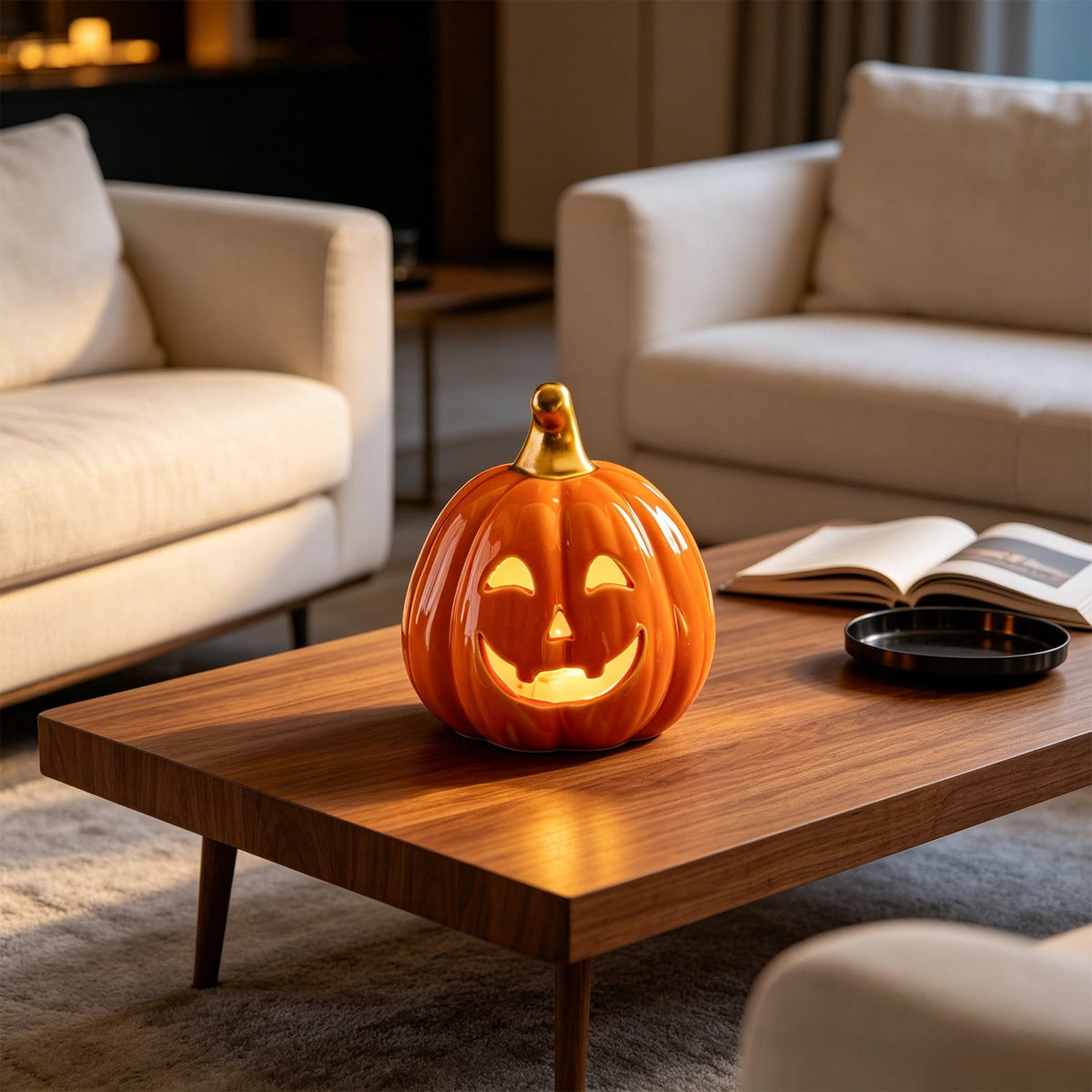 Sahpxhe Halloween Ghost Lamp Decor Warm LED Light for Halloween Mantel Shelf Tabletop Spooky Indoor Halloween Decor