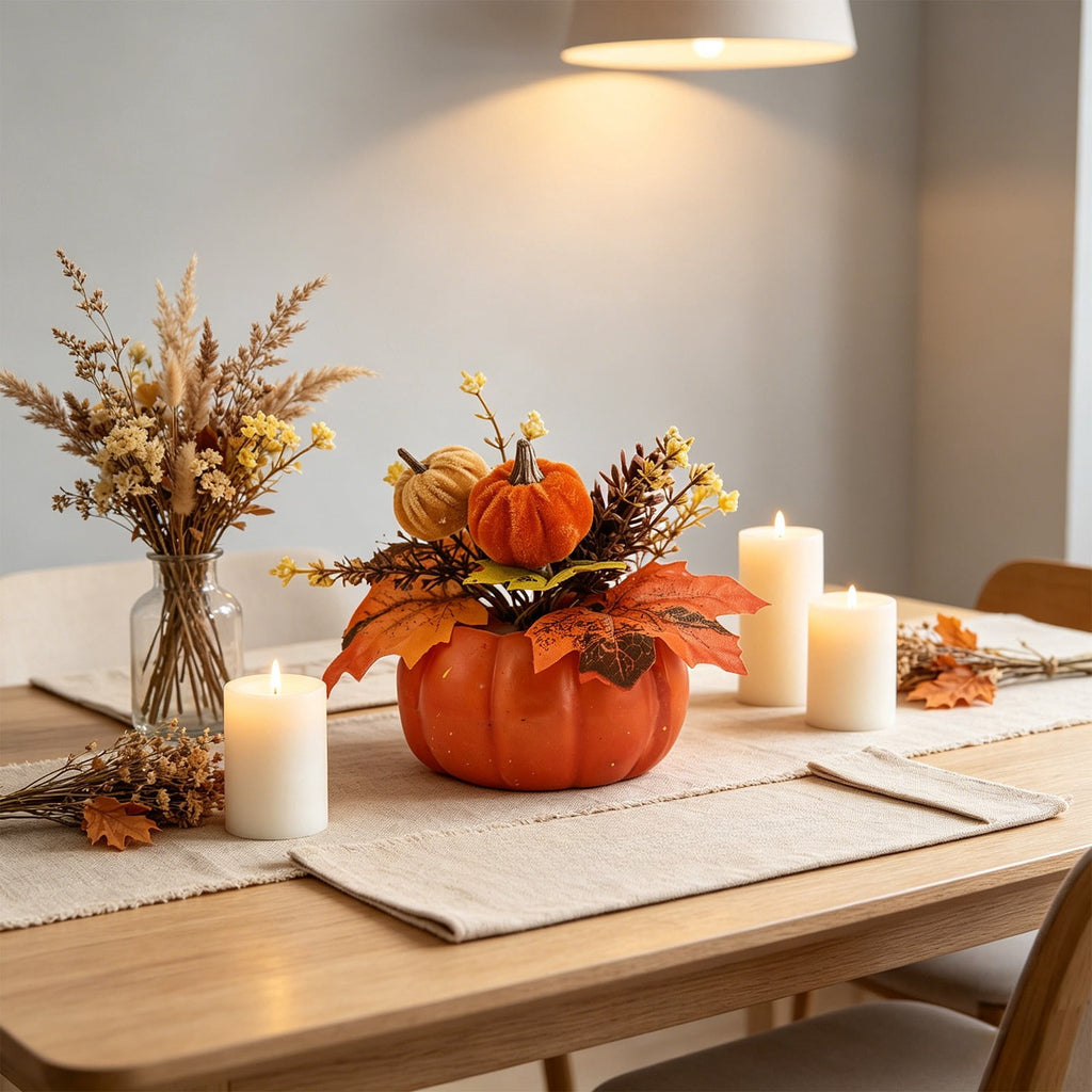 Pumpkin Decor with Artificial Flower Sunflowers Fall Decorations for Home Tabletop Kitchen Party Thanksgiving Harvest
