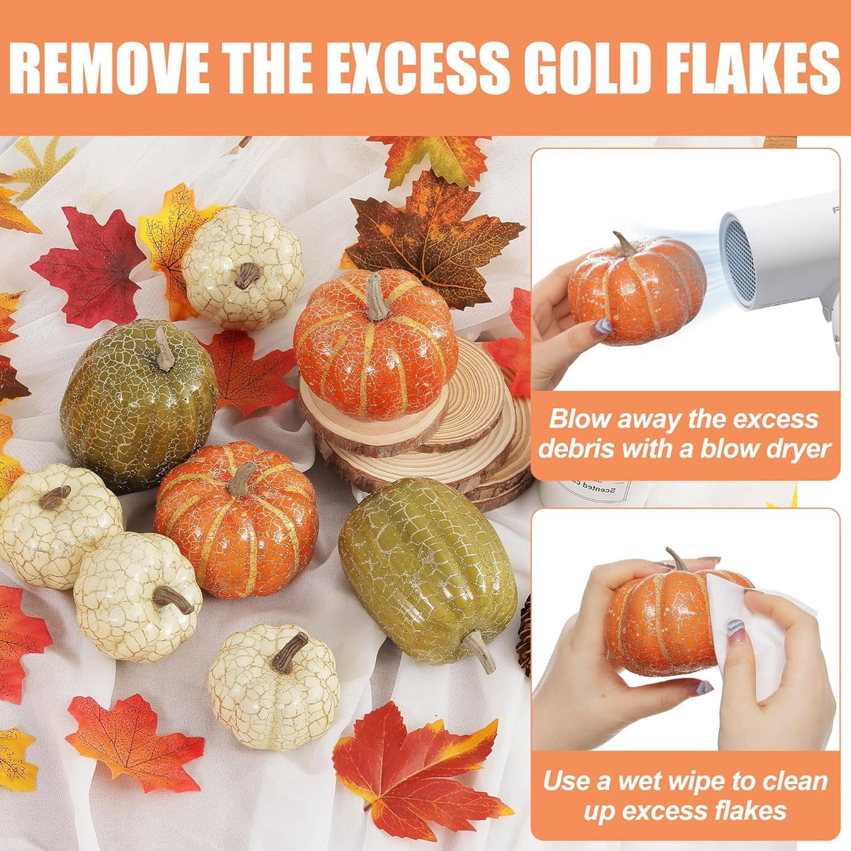 Fall+Decorations,Outdoor Pumpkins for Porch,7pcs Halloween Decorative Pumpkin Model Realistic Looking Simulation Ornament Good For Party Decorations Display(Orange 7pcs/Set 8"-3")