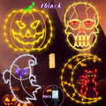 16" Halloween Window decorate Plug Light Ghost Cat on Moon Skull Head Pumpkin door decor-4 Pack Halloween Window lights