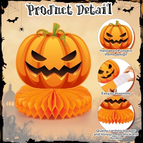 Faccito 9 Pcs Halloween Pumpkin Honeycomb Centerpieces Table Decorations
