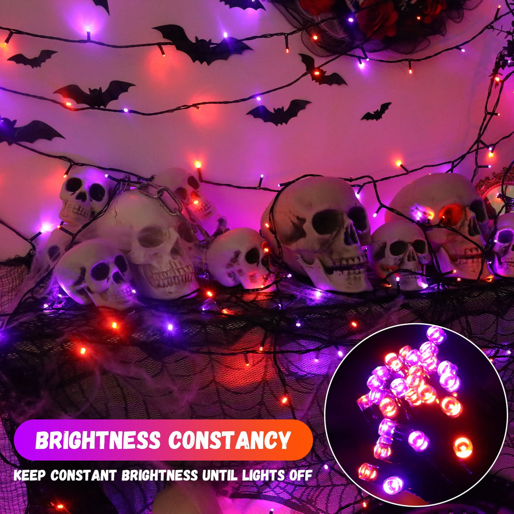 Magotan 100 LED 33 ft Halloween Lights Outdoor Indoor Orange and Purple Halloween Decorations String Lights