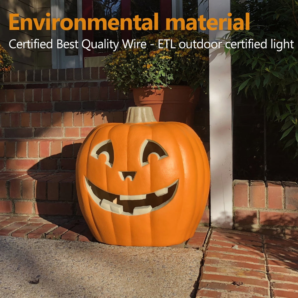 Gamexcel 3 Pack Light Up Jack O Lantern Pumpkins, 10/14/16 in Waterproof LED Halloween Decorations for Indoor Outdoor Porch Yard