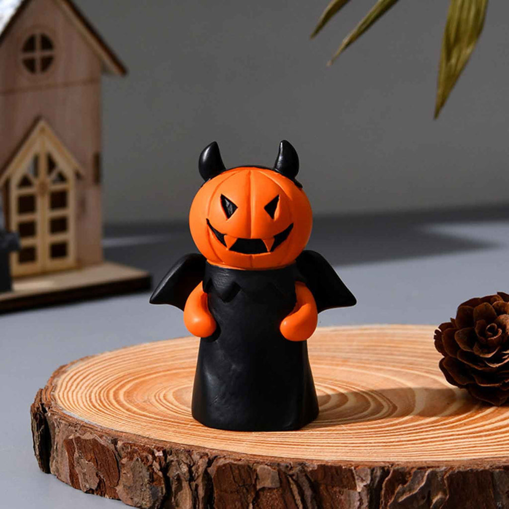 3 Pcs Miniature Halloween Pumpkin Witch Figurines Cute Resin Pumpkin Halloween Table Decor Devil Witch Pumpkin Decor Halloween Figurines Halloween Fairy Garden Accessories for Home Indoor Decor