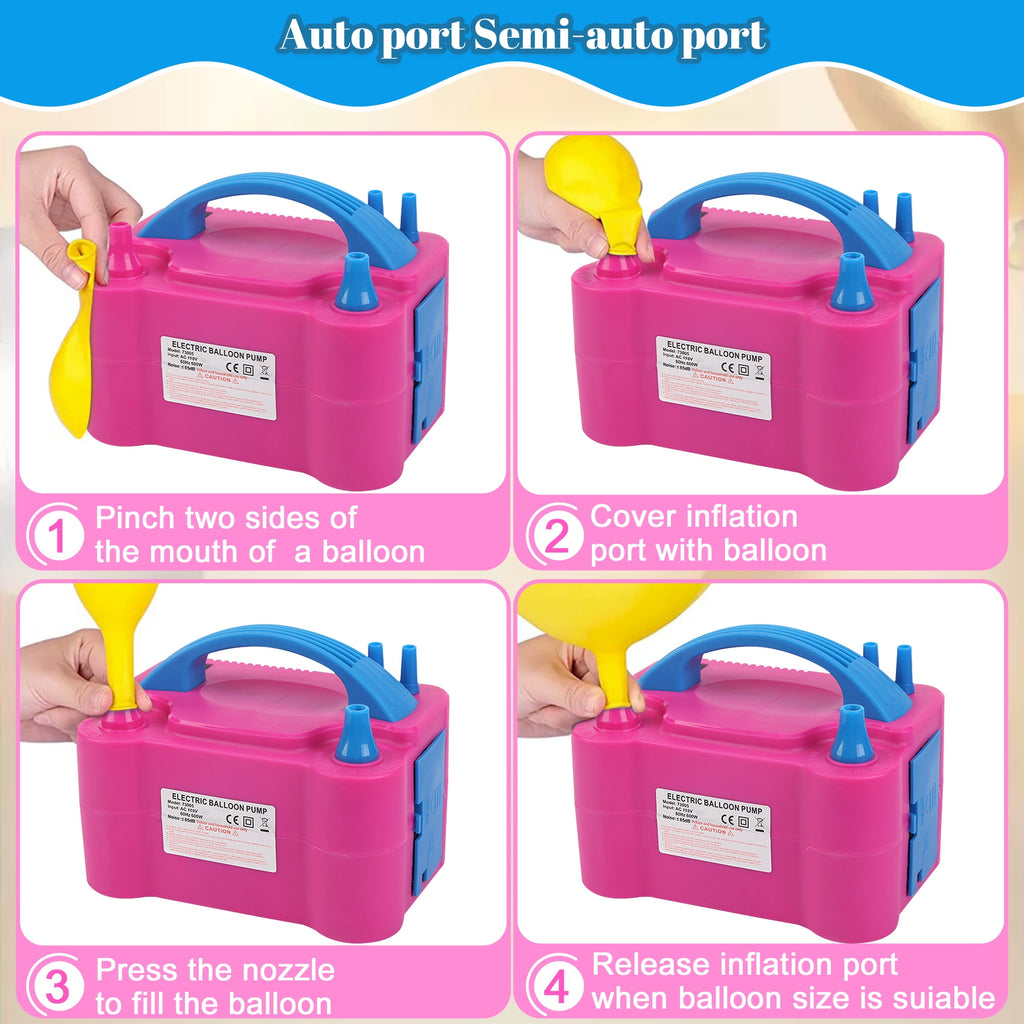 Electric Balloon Pump, Portable Dual Nozzle Blower Air Balloon Pump & Inflator for All Balloons Party Wedding Decoration