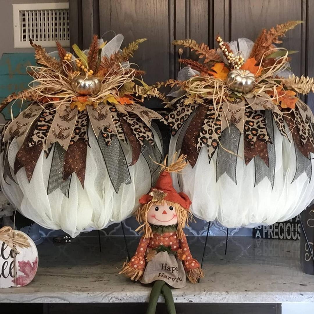 Pumpkin Wreath Form 2pcs Metal Wire Frame for Fall Dcor Halloween Decorations Front Door Hanging Farmhouse Autumn Thanksgiving Holiday Home DIY Project Craft for Garden Porch Patio Kitchen Wall