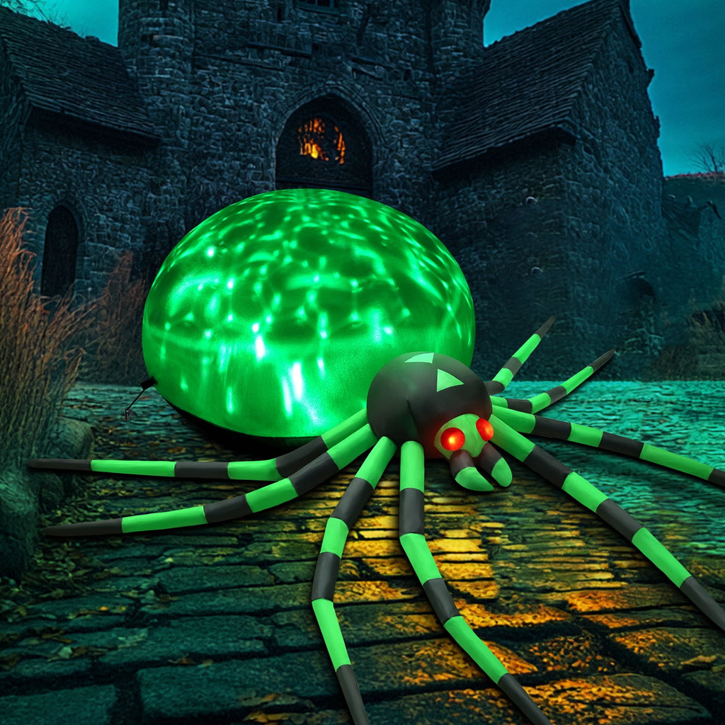 Yexmas 8FT Halloween Inflatables Outdoor Decorations Giant Spider Decorations with LED Lights and Air Pump Blow up Inflatable, Purple