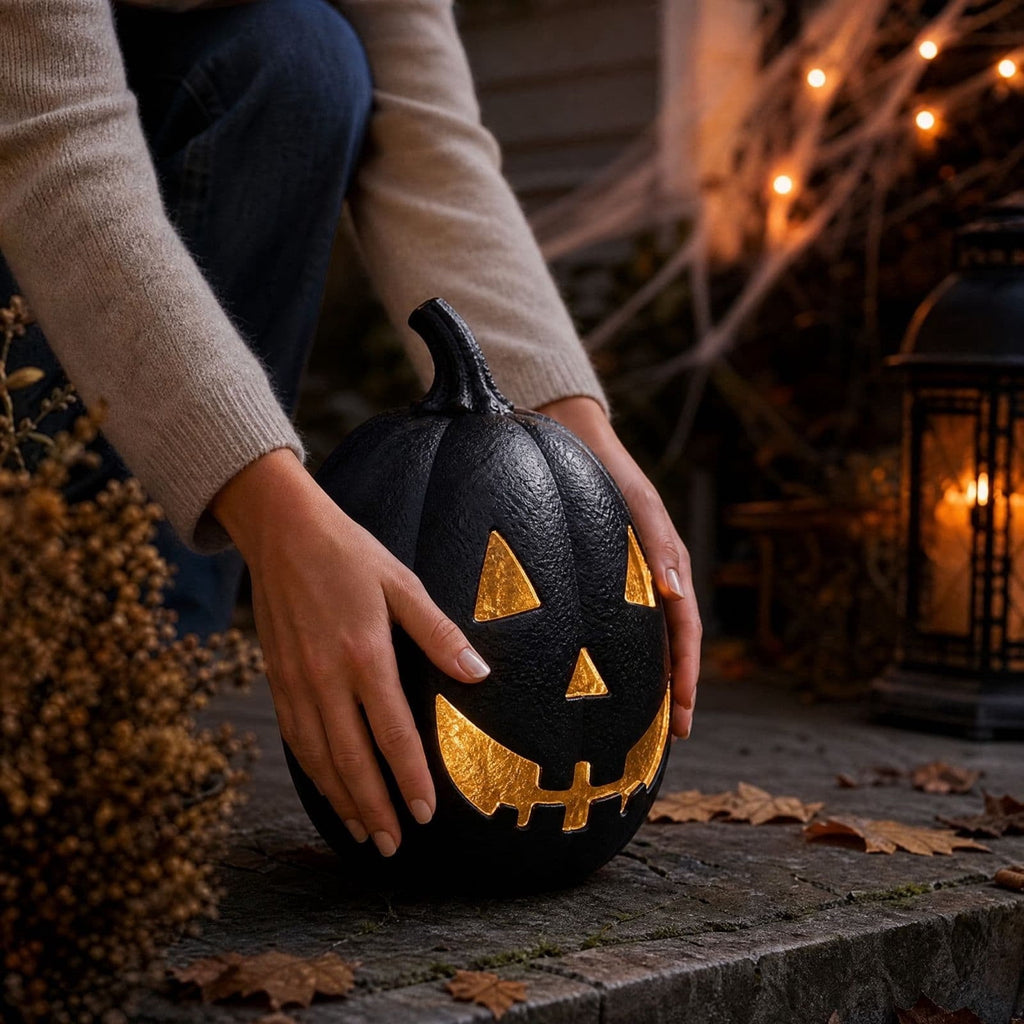 Oversized LED Lighted Pumpkin Decoration with Bright Glow, Large Plastic Halloween Pumpkin for Outdoor Yard, Porch, Home, Storefront, Shopping Mall, and Holiday Display