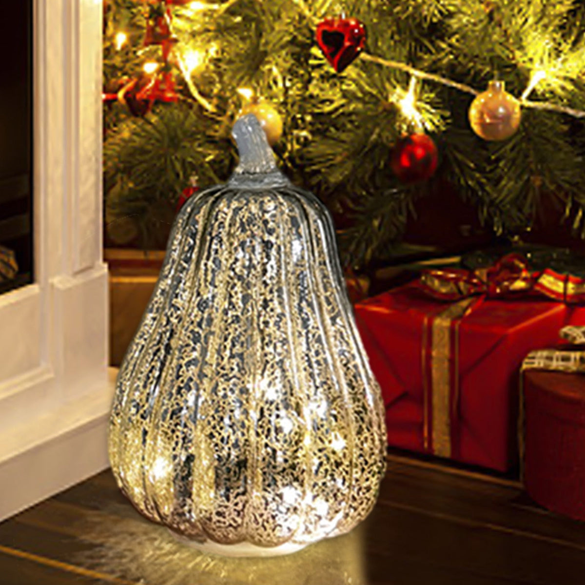 Fnochy Glass Pumpkin Light , With Fairy Lights Inside, Battery Operated LED Pumpkin Lamp, Ideal For Halloween Fall Decor, Thanksgiving Rustic Decor, Xmas Decor Clearance