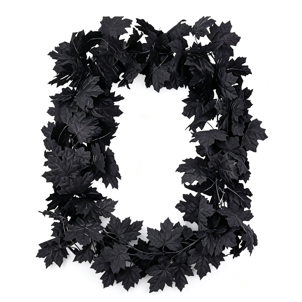 Halloween Black Garland with LED Lights 70.87 Inch Gothic Foliage for Mantel Stair Halloween Party Home Indoor Decor